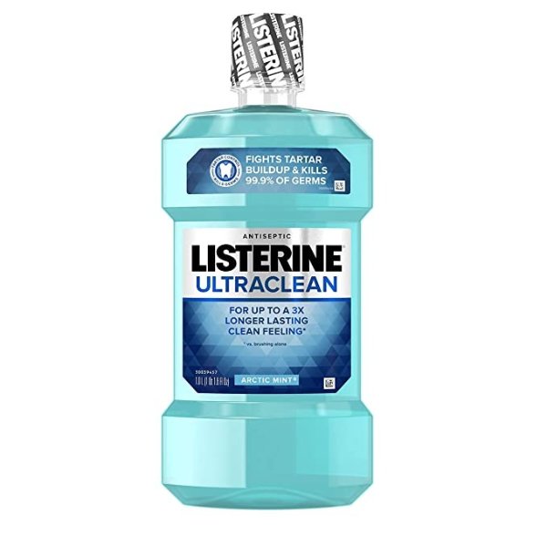 Ultraclean Oral Care Antiseptic Mouthwash to Help Fight Bad Breath Germs, Gingivitis, Plaque and Tartar, Oral Rinse for Healthy Gums & Fresh Breath, Arctic Mint Flavor, 1 L