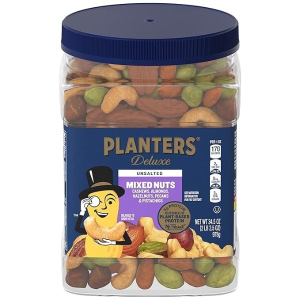 PLANTERS Unsalted Premium Nuts, 34.5 oz.