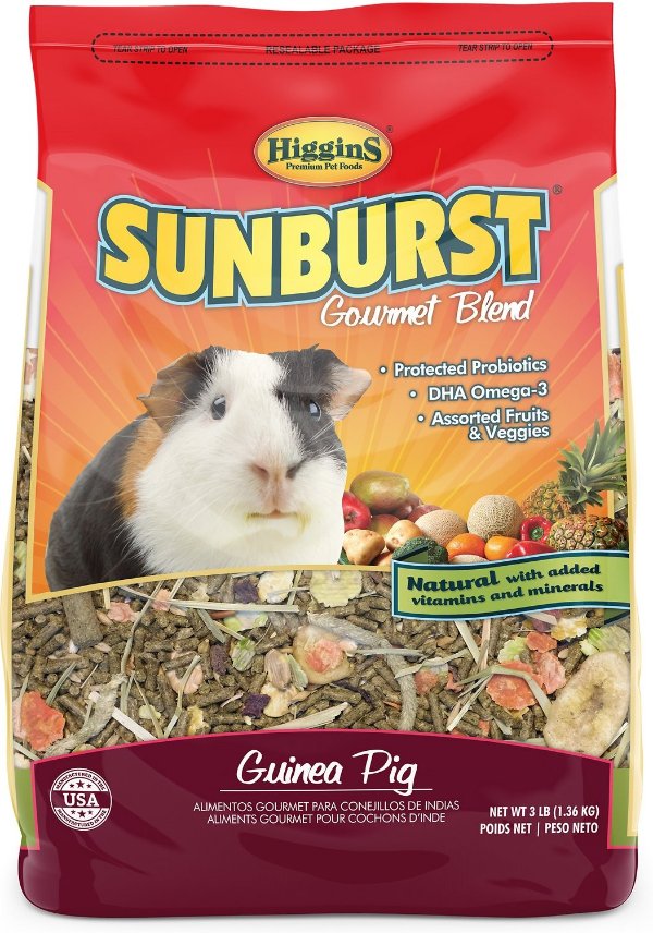 HIGGINS Sunburst Gourmet Blend Guinea Pig Food, 3-lb bag - Chewy.com