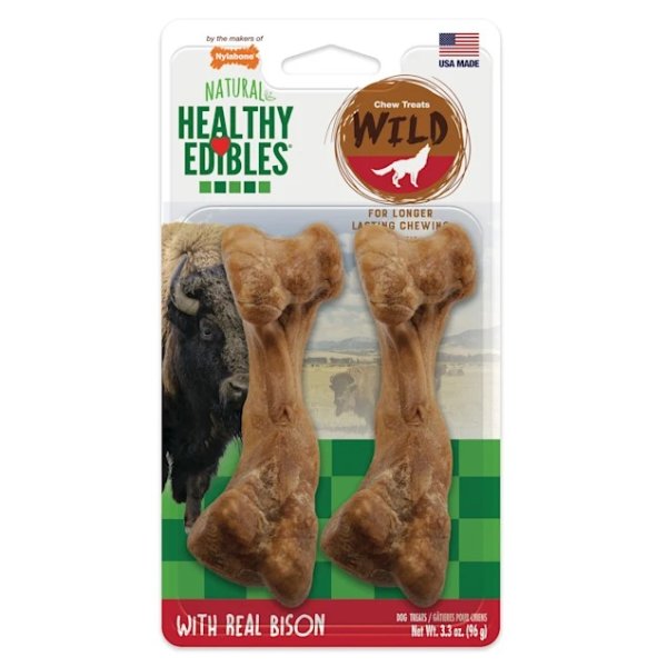 Healthy Edibles Bison Flavored Dog Bone Chews, Medium, Count of 2 | Petco