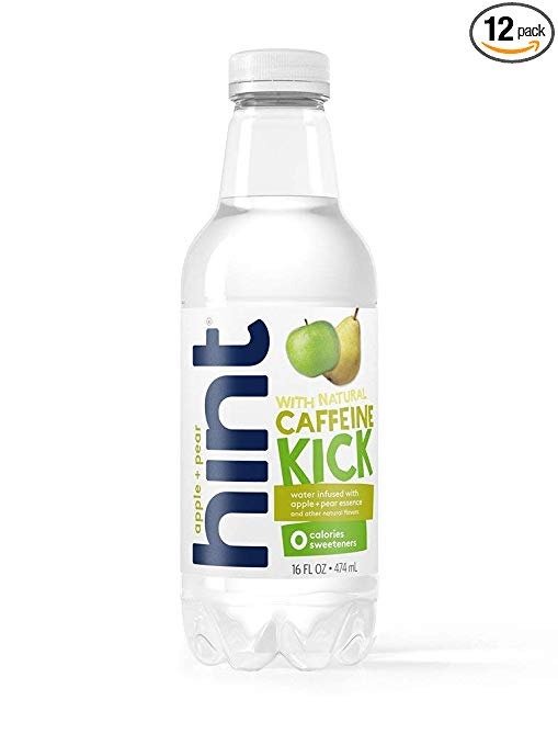 Kick With Caffeine Water, Apple Pear, (Pack of 12) 16 Ounce Bottles, Caffeinated Water, Apple Pear infused, Zero Sugar, Zero Calories, Zero Sweeteners, Zero Artificial Flavors