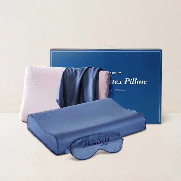 天然乳胶枕含枕套礼盒 夜空蓝