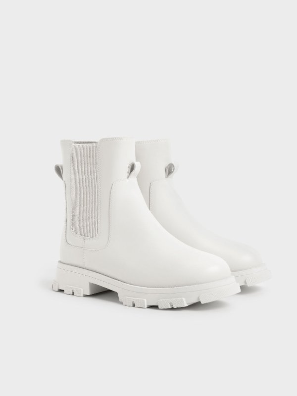 White Girls' Chunky Sole Chelsea Boots | CHARLES &amp; KEITH