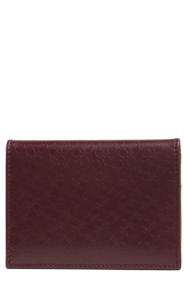 Gancini Leather Folded Card Wallet