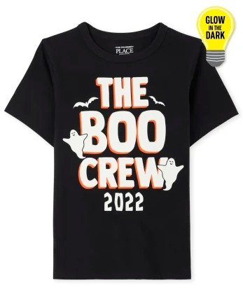 Unisex Baby And Toddler Matching Family Glow In The Dark Halloween Short Sleeve Boo Crew Graphic Tee | The Children's Place - BLACK