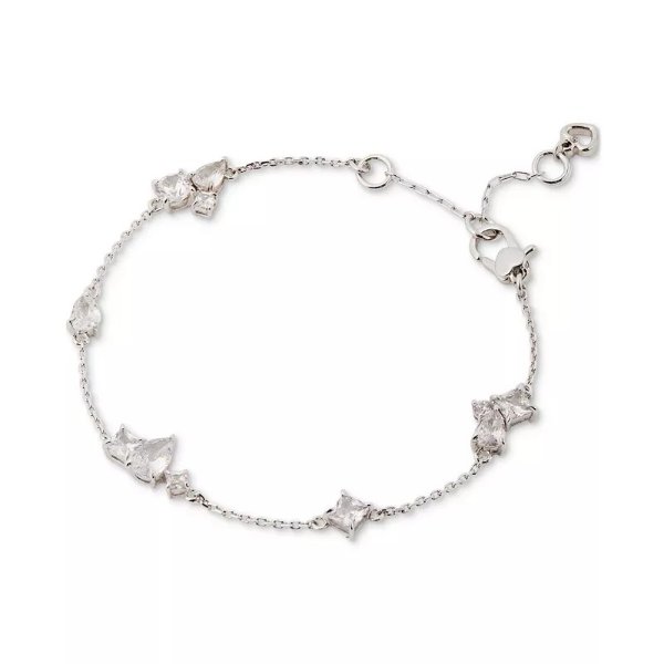 Silver-Tone Crystal Scatter Link Bracelet