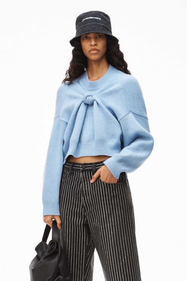alexanderwang FRONT KNOT PULLOVER IN CASHMERE WOOL #RequestCountryCode#