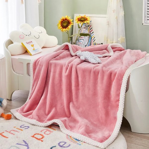 Flannel Fleece Throw Blanket Soft Warm and Cozy Nap Blanket for Crib Stroller Bed Sofa Travel Outdoor