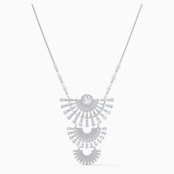 Sparkling Dance Dial Up Necklace, Large, White, Rhodium plated by