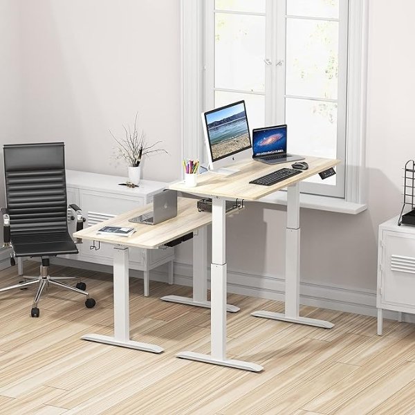 Electric Height Adjustable Computer Desk, 48 x 24 Inches, Oak
