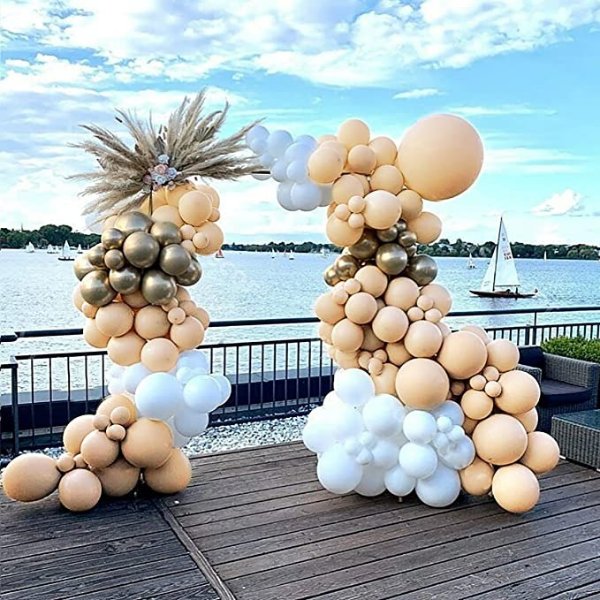 Apricot and Gold Balloon Arch Garland Kit-White Balloon Metallic Gold Balloon Apricot balloon 134Pcs for Baby Shower Christmas,Gender Reveal,Wedding Birthday,Party Decoration.