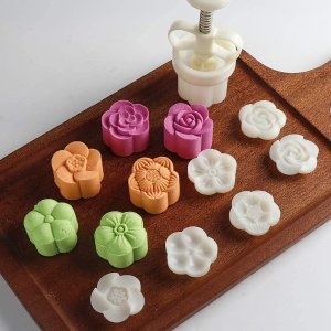 DLTSLI Moon Cake Mold Chinese Mid-Autumn Festival Cookie Stamp Set