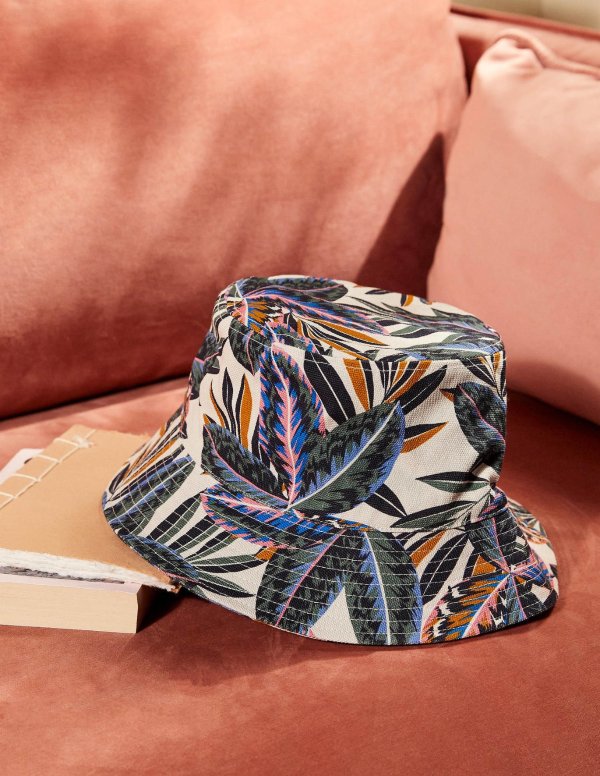 Canvas Bucket Hat - Multi, Exotic Leaves | Boden US