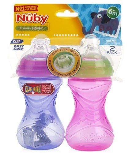 2-Pack No-Spill Easy Grip Clik-It Cups, 10 Ounce, Colors May Vary