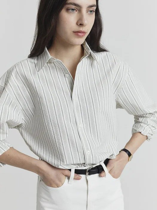 Unisex Striped Regular Shirt_Cream