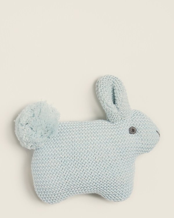 (Newborn Boys) Blue Knit Bunny Rattle