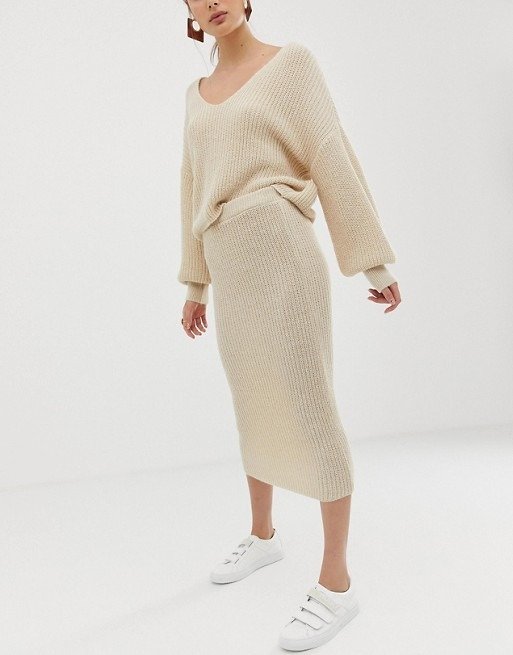 DESIGN two-piece skirt in ribbed knit at.com