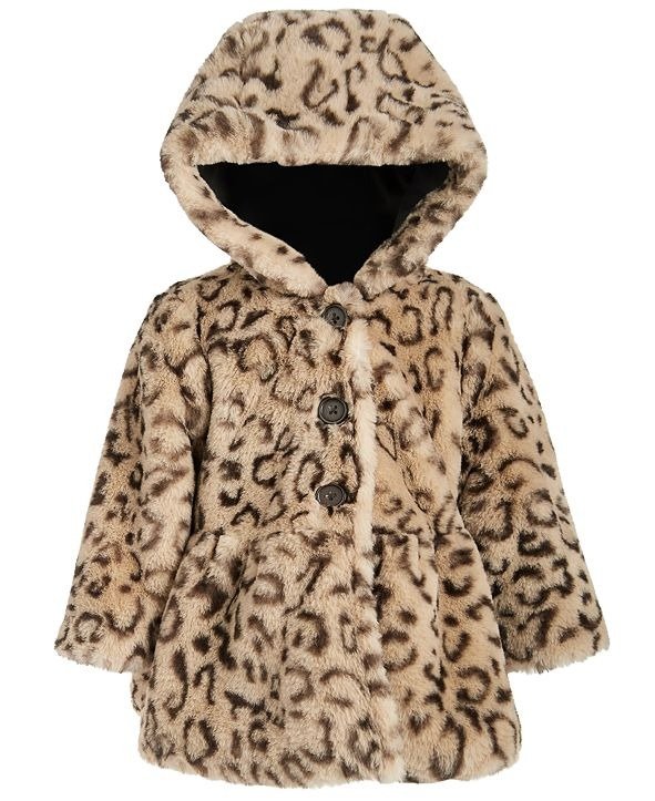 Baby Girls Leopard Plush Coat, Created for Macy's