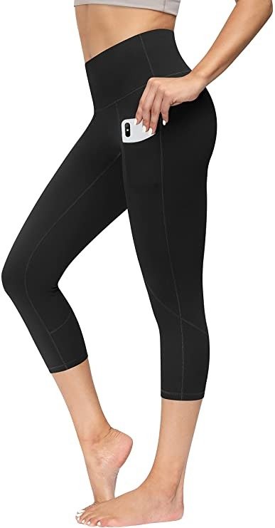 TQD Women's Yoga Pants with Pockets High Waist Capris Workout Running Athletic Sports Leggings Pants