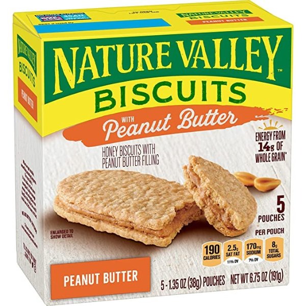 Valley Biscuits, Peanut Butter, Breakfast Biscuits with Nut Filling, 5 Bars - 1.4 oz
