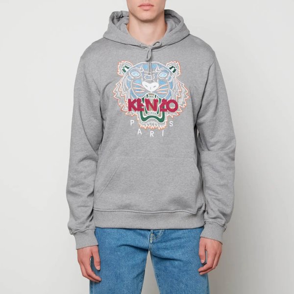 KENZO Tiger Embroidered Appliqued Cotton-Jersey Hoodie