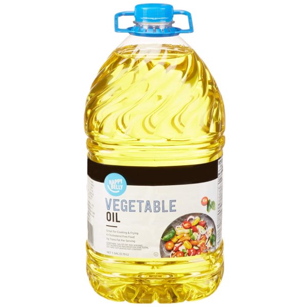 Amazon Brand - Happy Belly Vegetable Oil, 1 gallon (128 Fl Oz)