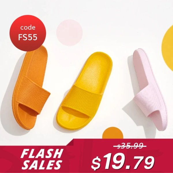 【Flash Sale】Two Pairs-New Four-Seasons Rainbow Open-Toe Slippers 2 Pairs Same Color, Same Size, Black/Pink/Gray (Use Code: FS55 for $19.79)