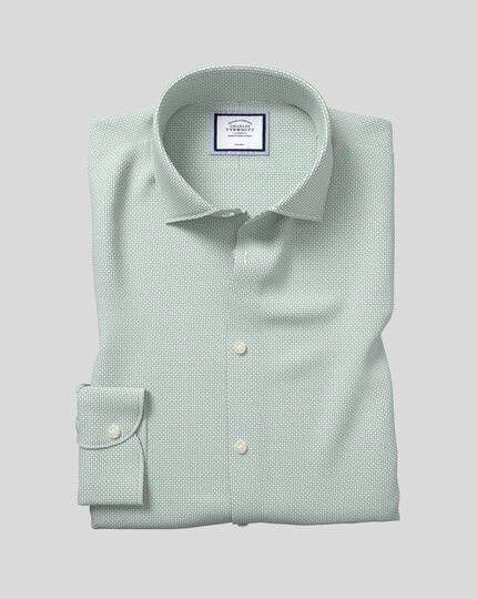 Business Casual Collar Non-Iron Geo Printed Shirt - Green