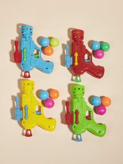 1pc Random Color Pet Toy Gun & 3pcs Ball
