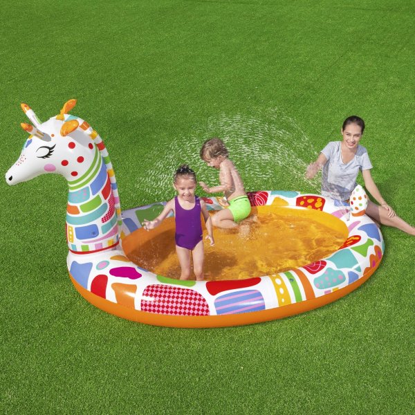 Groovy Giraffe Multicolor Child Inflatable Play Pool with Sprayer