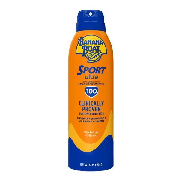 Sport Ultra Sunscreen Spray 6 Oz, 100 SPF, Water Resistant Sunblock (80 Minutes), Superior Endurance VS Sweat And Water