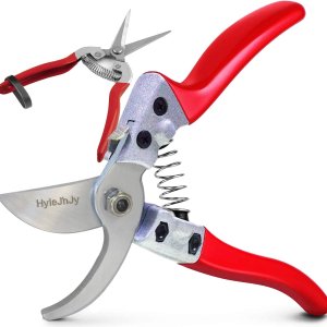 HyleJhJy 8" Bypass Steel Pruning Shears with Stainless SK5 Steel Blades+Straight Tip