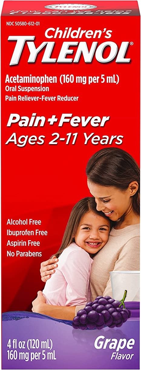Children's Pain + Fever Relief Cold Medicine, Acetaminophen, Grape, 4 fl. oz