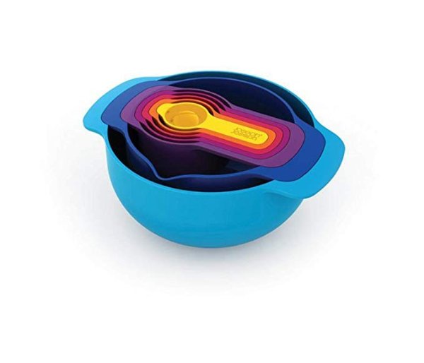 40033 Nest 7 Nesting Bowls Set with Mixing Bowls Measuring Cups, 7-Piece, Multicolored