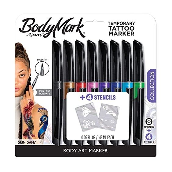 Buy Bodymark By Bic Temporary Tattoo Marker Skin Safe Brush Tip  LongLasting  Vibrant Black 3Count Online at desertcartINDIA