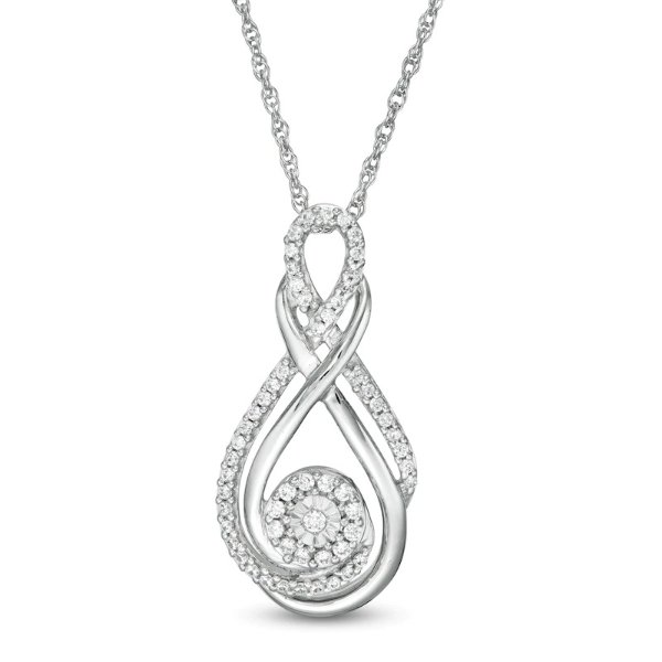 1/4 CT. T.W. Diamond Curlicue Infinity Pendant in Sterling Silver|Zales