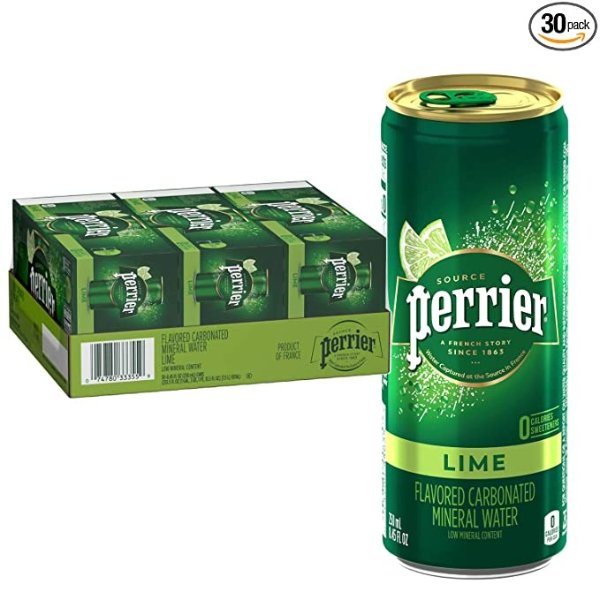 Lime Flavored Carbonated Mineral Water, 8.45 Fl Oz (30 Pack) Slim Cans