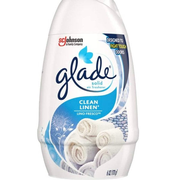 Glade Solid Air Freshener, Deodorizer for Home and Bathroom, Clean Linen, 6 Oz