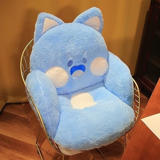 Cat Chair Cushion Comfy Kawaii Lazy Sofa Office Floor Seat Pads Cute Stuff Pillow for Gaming Chairs Home Room Decor Blue 24 x 20 inch