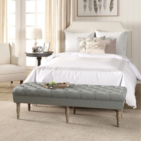 Layla Gray Button Tufted Bench