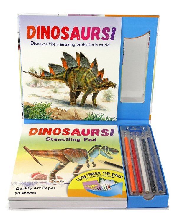 Imagine It! Dinosaur Book & Stencil Set