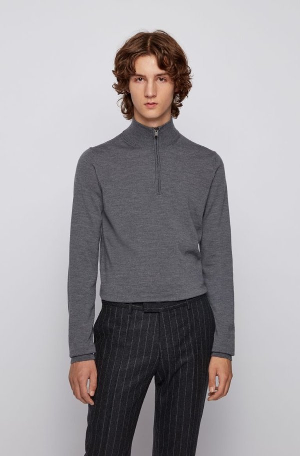 Slim-fit sweater in extra-fine merino wool