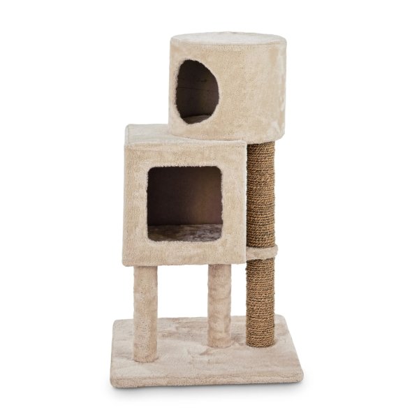 Double Cat Condo with Scratching Post, 19" L x 19" W x 33" H | Petco