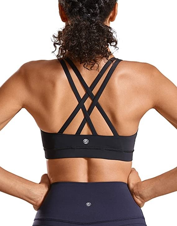 Strappy Padded Sports Bra for Women Activewear Medium Support Workout Yoga Bra Tops