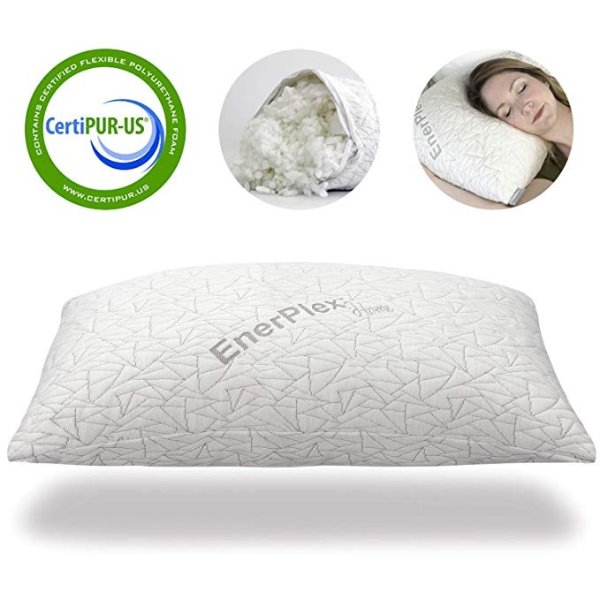 EnerPlex CertiPUR-US Certified Best in Class Never-Flat Luxury Memory Foam King Pillow Shredded Bed Cooling Adjustable Loft Fully Machine Washable Removable Bamboo Cover 36x20 5-Year Warranty (King)