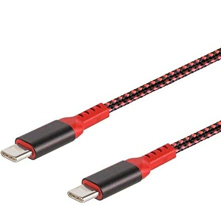 Stealth Charge and Sync USB 2.0 Type-C to Type-C Cable - 3 Feet - Red, Up to 5A/100W, for USB-C Enabled Devices Laptops MacBook Pro