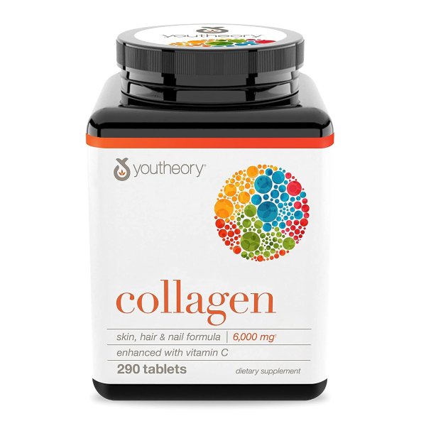 Youtheory Collagen with Vitamin C, Advanced Hydrolyzed Formula for Optimal Absorption, Skin, Hair, Nails and Joint Support, 290 Supplements