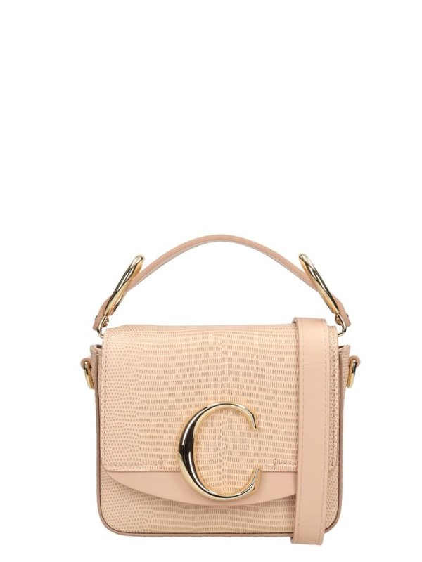 C Mini Shoulder Bag In Rose-pink Leather