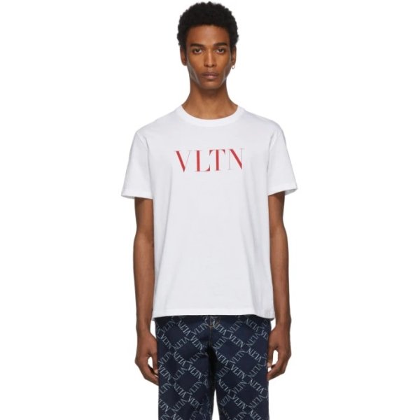 White & Red 'VLTN' T-Shirt