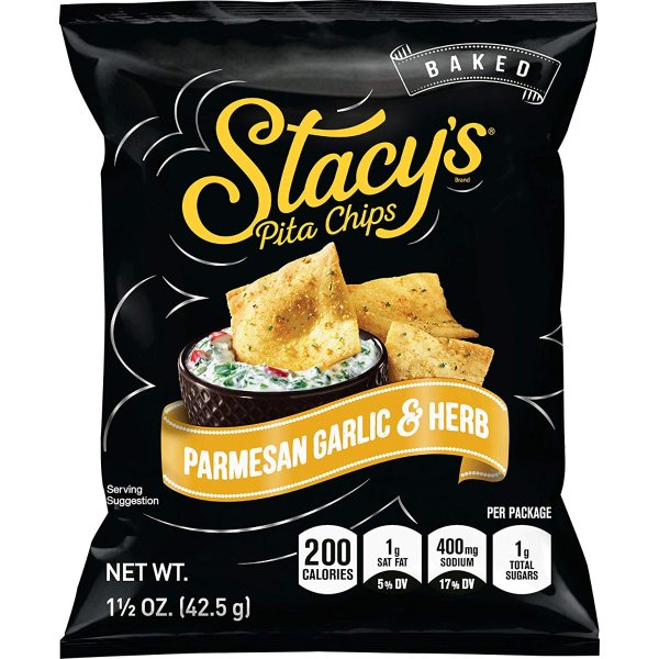 Parmesan Garlic & Herb Flavored Pita Chips, 1.5 Ounce Bags (Pack of 24)